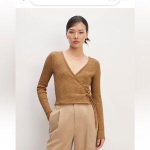 Everlane Organic Cotton The Cozy Rib Wrap Top Cappuccino